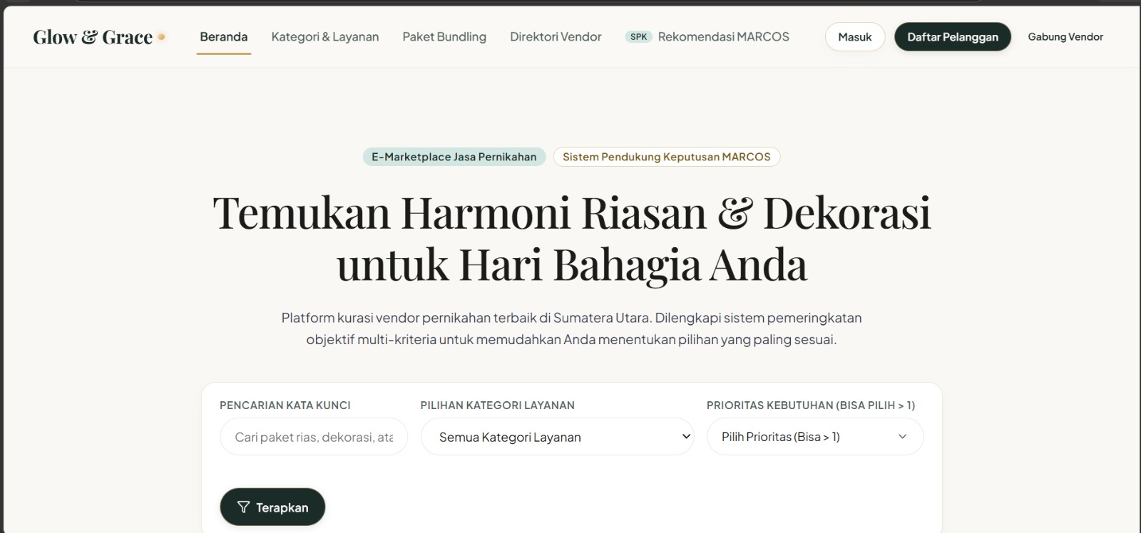 Website E-Commerce Rekomendasi Paket Pernikahan MARCOS